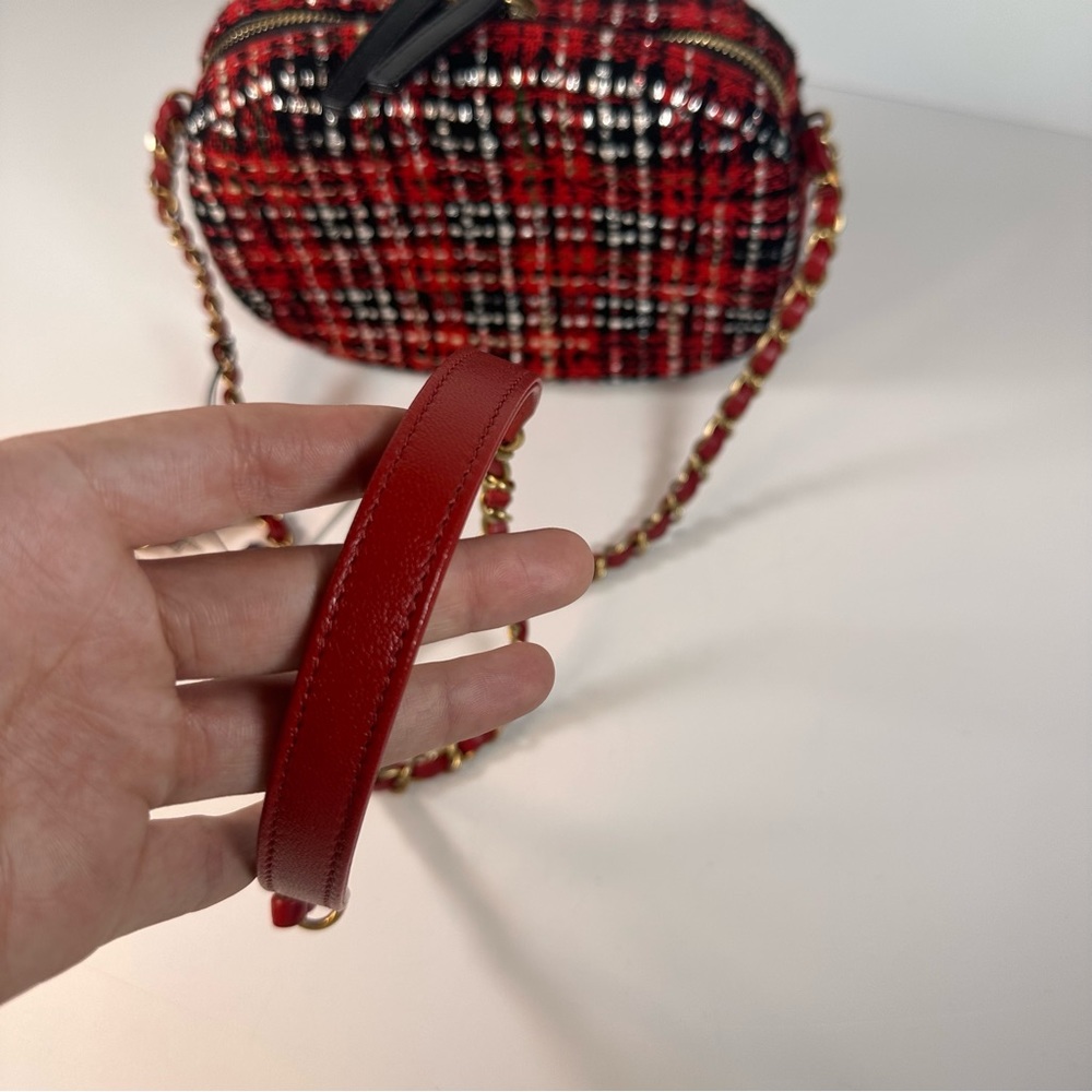 Chanel Tweed Camera Bag Red Black CC - Picture 9 of 11